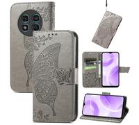 JIUNINE Funda para Ulefone Note 15, Antigolpes Carcasa Libro con Tapa en Cuero Flip Case Cover con Dibujos de Mariposa, Cierre Magnético, Cartera y Soporte para Ulefone Note 15, Gris