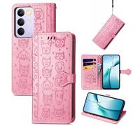 JIUNINE Funda Tipo Libro para Realme C100 5G, Rosa