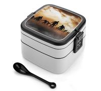 JiuPopular Bento Box, Zombies Dead Men Walking Body at Night Lonchera de 2 capas con asa