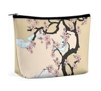 JiuPopular Bolsa de cosméticos, bonita bolsa de maquillaje de vaca, bolsa de aseo portátil con cremallera para uso diario, viajes, Cerezo de montaña Fuji en Japón, Talla única