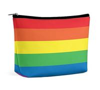JiuPopular Bolsa de cosméticos, bonita bolsa de maquillaje de vaca, bolsa de aseo portátil con cremallera para uso diario, viajes, Rainbow Peace Love, Talla única