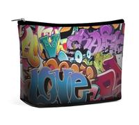 JiuPopular Bolsa de cosméticos, divertida bolsa de maquillaje camaleón, bolsa de aseo portátil con cremallera para uso diario, viajes, Graffiti Hip Hop, Talla única