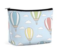 JiuPopular Bolsa de cosméticos, divertida bolsa de maquillaje camaleón, bolsa de aseo portátil con cremallera para uso diario, viajes, Globo de aire caliente colorido, Talla única
