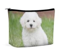 JiuPopular Bolsa de cosméticos, divertida bolsa de maquillaje camaleón, bolsa de aseo portátil con cremallera para uso diario, viajes, Bichon Frise Dog, Talla única