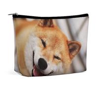 JiuPopular Bolsa de cosméticos, divertida bolsa de maquillaje camaleón, bolsa de aseo portátil con cremallera para uso diario, viajes, Smile Shiba Inu, Talla única