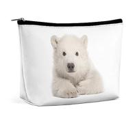 JiuPopular Bolsa de cosméticos, divertida bolsa de maquillaje camaleón, bolsa de aseo portátil con cremallera para uso diario, viajes, oso polar, Talla única