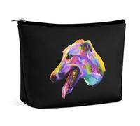 JiuPopular Bolsa de cosméticos, divertida bolsa de maquillaje camaleón, bolsa de aseo portátil con cremallera para uso diario, viajes, Colorido perro galgo, Talla única