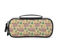 JiuPopular Bolsa de cosméticos portátil de poliuretano, bolsa de papelería con diseño de perezoso, plátano, piña, se utiliza como estuche para lápices para oficina y escuela, bolsa de viaje de