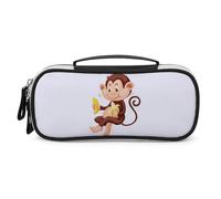 JiuPopular Bolsa de cosméticos portátil de poliuretano, bolsa de papelería con diseño de plátano de mono, se utiliza como estuche para lápices para oficina y escuela, bolsa de viaje de negocios o caja