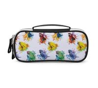 JiuPopular Bolsa de cosméticos portátil de poliuretano, bolsa de papelería de loro en acuarela 3D, utilizada como estuche para lápices para oficina y escuela, bolsa de viaje de negocios o caja de