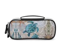 JiuPopular Bolsa de cosméticos portátil de poliuretano, bolsa de papelería de tortuga genial utilizada como estuche para lápices para oficina y escuela, bolsa de viaje de negocios o caja de