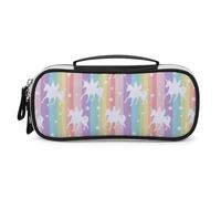JiuPopular Bolsa de cosméticos portátil de poliuretano, bolsa para bolígrafos, diseño de unicornio, bolsa de papelería utilizada como estuche para lápices para oficina y escuela, bolsa de viaje de