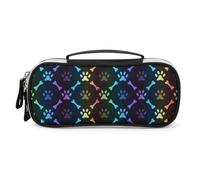 JiuPopular Bolsa de cosméticos portátil de poliuretano, bolsa para bolígrafos, huesos coloridos y bolsa de papelería utilizada como estuche para lápices para oficina y escuela, bolsa de viaje de
