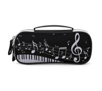 JiuPopular Bolsa de cosméticos portátil de poliuretano, bolsa para bolígrafos, notas clave de piano, bolsa de papelería utilizada como estuche para lápices para oficina y escuela, bolsa de viaje de
