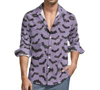 JiuPopular Camisa de manga larga para hombre, piel de leopardo, color oro rosa, camisas casuales con bolsillo, Bonito murciélago, 5XL