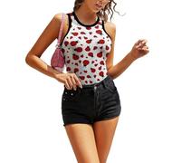 JiuPopular Camiseta sin mangas, camiseta de fútbol para mujer, camiseta sin mangas, camiseta de yoga, chaleco deportivo, Patrón de mariquitas moteado infinito, XL