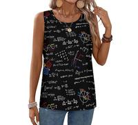 JiuPopular Camiseta sin mangas, chaleco de mujer con flores, camiseta deportiva sin mangas, Matemáticas Lineales Educación Matemática, M