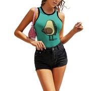 JiuPopular Camiseta sin mangas, chaleco Yorkshire Terrier para mujer, camiseta sin mangas, camiseta de yoga, chaleco deportivo, Lindo anime de aguacate, M