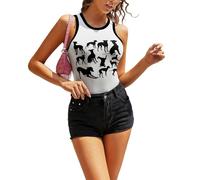 JiuPopular Camiseta sin mangas con estampado de tiburón para mujer, camiseta sin mangas para yoga, chaleco deportivo, Perro galgo italiano, L