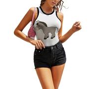 JiuPopular Camiseta sin mangas para mujer Many Chickens, camiseta deportiva para yoga, Lindo burro, XL