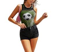 JiuPopular Camiseta sin mangas, verde tropical, selva para mujer, camiseta sin mangas, camiseta de yoga, chaleco deportivo, Balón de fútbol vigoroso, XXL