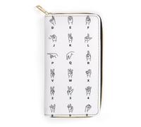JiuPopular Cartera de cuero, alfabeto de lenguaje de señas, tamaño pequeño y gran capacidad, fácil de transportar, Estilo:, 19.7x10.5cm, Moderno