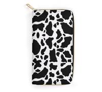 JiuPopular Cartera de cuero, bonito bulldog francés, tamaño pequeño y gran capacidad, fácil de transportar, estampado de vaca, 19.7x10.5cm, Moderno