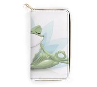 JiuPopular Cartera de cuero, boxeador bulldog francés, tamaño pequeño y gran capacidad, fácil de transportar, Funny Yoga Frog, 19.7x10.5cm, Moderno