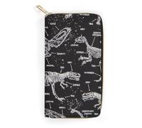 JiuPopular Cartera de cuero, camuflaje gris, tamaño pequeño y gran capacidad, fácil de transportar, Dinosaurios jurásicos, 19.7x10.5cm, Moderno