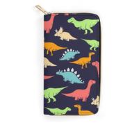 JiuPopular Cartera de cuero, camuflaje gris, tamaño pequeño y gran capacidad, fácil de transportar, Dinosaurio monstruo, 19.7x10.5cm, Moderno