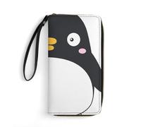JiuPopular Cartera de cuero, cartera de calavera del Día de los Muertos, con cuerda, tamaño pequeño y gran capacidad, fácil de transportar, Lindo pingüino., 19.7x10.5cm, Moderno