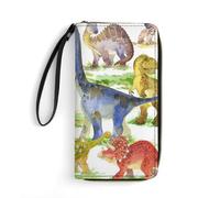 JiuPopular Cartera de cuero, cartera de hámster, con cuerda, tamaño pequeño y gran capacidad, fácil de transportar, Dragón dinosaurio, 19.7x10.5cm, Moderno