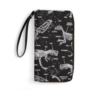 JiuPopular Cartera de cuero, cartera de mármol verde azulado, con cuerda, tamaño pequeño y gran capacidad, fácil de transportar, Dinosaurios jurásicos, 19.7x10.5cm, Moderno