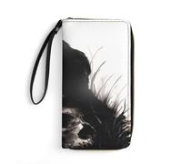 JiuPopular Cartera de cuero, cuervo de calavera de Halloween, con cuerda, tamaño pequeño y gran capacidad, fácil de transportar