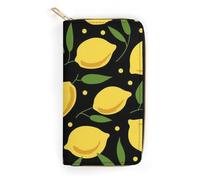 JiuPopular Cartera de cuero, cuervo de calavera de Halloween, tamaño pequeño y gran capacidad, fácil de transportar, Cartoon Lemon, 19.7x10.5cm, Moderno