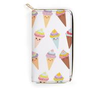 JiuPopular Cartera de cuero, Día de Muertos, tamaño pequeño y gran capacidad, fácil de transportar, Helado colorido, 19.7x10.5cm, Moderno
