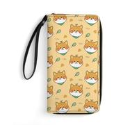 JiuPopular Cartera de cuero, diseño de tiranosaurio Rex de dinosaurio, con cuerda, tamaño pequeño y gran capacidad, fácil de transportar, Lindo Shiba Inu, 19.7x10.5cm, Moderno