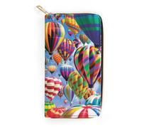 JiuPopular Cartera de cuero, globo aerostático, tamaño pequeño y gran capacidad, fácil de transportar, Estilo:, 19.7x10.5cm, Moderno