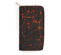 JiuPopular Cartera de cuero, grietas de lava volcánica, tamaño pequeño y gran capacidad, fácil de transportar, Grieta de lava volcánica, 19.7x10.5cm, Moderno