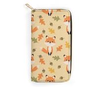 JiuPopular Cartera de cuero, lindo zorro otoñal, tamaño pequeño y gran capacidad, fácil de transportar, Otoño lindo zorro, 19.7x10.5cm, Moderno