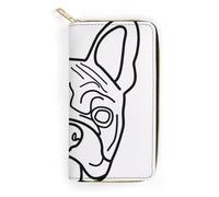 JiuPopular Cartera de cuero, mármol blanco claro, tamaño pequeño y gran capacidad, fácil de transportar, Bulldog francés, 19.7x10.5cm, Moderno