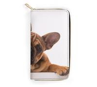 JiuPopular Cartera de cuero, motocross de moda, tamaño pequeño y gran capacidad, fácil de transportar, Bulldog Francés Paw and Dog, 19.7x10.5cm, Moderno