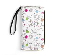 JiuPopular Cartera de cuero, patrón de experimento químico, con cuerda, tamaño pequeño y gran capacidad, fácil de transportar