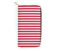 JiuPopular Cartera de cuero, patrón de rayas rojas, tamaño pequeño y gran capacidad, fácil de transportar, Estilo:, 19.7x10.5cm, Moderno