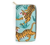 JiuPopular Cartera de cuero, patrón de tigre, tamaño pequeño y gran capacidad, fácil de transportar, Estilo:, 19.7x10.5cm, Moderno
