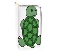 JiuPopular Cartera de cuero, patrón de tortuga, dinosaurios caminantes, tamaño pequeño y gran capacidad, fácil de transportar, Estilo:, 19.7x10.5cm, Moderno