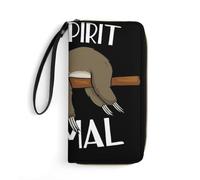 JiuPopular Cartera de cuero, perezoso animal My Sprirt, con cuerda, tamaño pequeño y gran capacidad, fácil de transportar