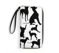 JiuPopular Cartera de cuero, perro galgo italiano, con cuerda, tamaño pequeño y gran capacidad, fácil de transportar
