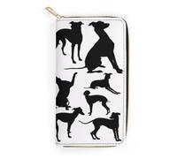 JiuPopular Cartera de cuero, perro galgo italiano, tamaño pequeño y gran capacidad, fácil de transportar, Estilo:, 19.7x10.5cm, Moderno