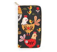 JiuPopular Cartera de cuero, pollo colorido extraño, tamaño pequeño y gran capacidad, fácil de transportar, Estilo:, 19.7x10.5cm, Moderno